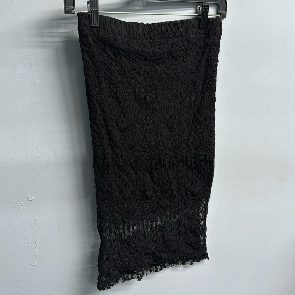 Layered, Lace Midi Skirt in Black with Unique Lace Design!